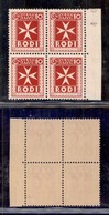 Colonie - Egeo - 1934 - Segnatasse - 10 Cent (2) In Quartina - Gomma Integra (140+) - Other & Unclassified