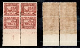 Colonie - Eritrea - 1928 - 10 Cent Soggetti Africani (130) - Quartina Bordo Foglio - Gomma Integra (340+) - Other & Unclassified