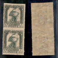 Colonie - Libia - 1921 - 5 Cent Pittorica (23i) - Coppia Verticale Non Dentellata Orizzontalmente - Gomma Originale (int - Other & Unclassified