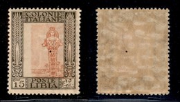 Colonie - Libia - 1921 - 15 Cent Pittorica (25g) Con Centro Spostato - Gomma Integra - Foro Di Spillo Al Centro (600) - Other & Unclassified