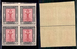 Colonie - Libia - 1924 - 10 Cent Pittorica (47aq + 47q) - Quartina Non Dentellata In Verticale - Coppia Superiore Ritagl - Other & Unclassified