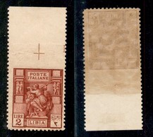 Colonie - Libia - 1929 - 2 Lire Sibilla (57c) Non Dentellato In Alto (bordo Foglio) - Gomma Integra (1.125) - Other & Unclassified