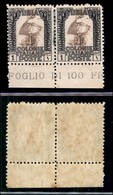 Colonie - Libia - 1926 - 1 Cent Pittorica (58) - Coppia Orizzontale Bordo Foglio - Gomma Integra - Spazio Tipografico Ve - Other & Unclassified