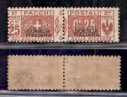 Colonie - Somalia - 1917 - 25 Cent (4aa - Pacchi Postali) Con Doppia Soprastampa - Gomma Originale (3250) - Other & Unclassified