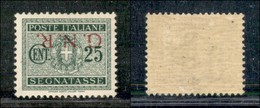 RSI - G.N.R. Brescia - 1943 - GNR Brescia - Segnatasse - 25 Cent (50/Ia) Con Soprastampa Capovolta - Gomma Originale (30 - Andere & Zonder Classificatie