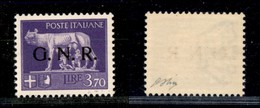 RSI - G.N.R. Verona - 1944 - GNR Verona - 3,70 Lire (484) - Gomma Integrea - Ottima Centratura - Oliva (180) - Altri & Non Classificati