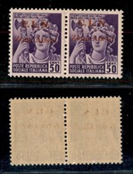 C.L.N. - Aosta - 1944 - 50 Cent (2) - Coppia Orizzontale Con Soprastampe Disallineate - Gomma Integra - Non Catalogata - Altri & Non Classificati