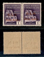 C.L.N. - Aosta - 1944 - 1 Lira (4) - Coppia Orizzontale Con Soprastampe Disallineate - Gomma Integra - Non Catalogata - Autres & Non Classés