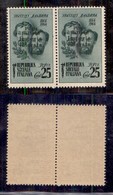 C.L.N. - Imperia - 1945 - 25 Cent Bandiera (13c) In Coppia Senza Trattini Dopo 4 - Gomma Integra (300) - Autres & Non Classés
