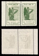 C.L.N. - Valle Bormida - 1945 - 25 Cent Vittoria (11bb/11) - Coppia Bordo Foglio Con Filigrana Lettere (MPER) A Sinistra - Andere & Zonder Classificatie