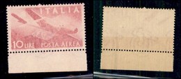 Repubblica - Posta Aerea - 1946 - 10 Lire (130aa - Aerea) - Stampa Molto Evanescente - Gomma Integra (500+) - Andere & Zonder Classificatie