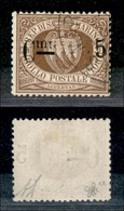 San Marino - Posta Ordinaria - 1892 - 5 Cent Su 30 (9 - Varietà) Usato - I Capovolto - Non Catalogato - Diena - Other & Unclassified