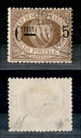 San Marino - Posta Ordinaria - 1892 - 5 Cent Su 30 (9 - Varietà) Usato - I Capovolto - Non Catalogato - Diena - Altri & Non Classificati