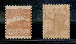 San Marino - Posta Ordinaria - 1903 - 20 Cent (37) Nuovo Con Gomma - Ottima Centratura - Molto Bello (440) - Sonstige & Ohne Zuordnung
