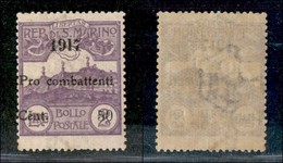 San Marino - Posta Ordinaria - 1917 - 50 Cent Su 2 Lire Pro Combattenti (52) - Gomma Integra (200) - Other & Unclassified