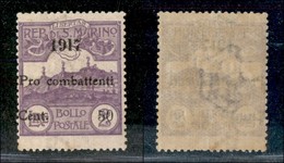 San Marino - Posta Ordinaria - 1917 - 50 Cent Su 2 Lire Pro Combattenti (52) - Gomma Integra (200) - Altri & Non Classificati