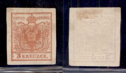 AUSTRIA - 1850 - Ristampe - 3 Kreuzer (3) - Gomma Originale - Andere & Zonder Classificatie