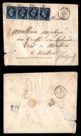 FRANCIA - 20 Cent (13/II) - Striscia Di Quattro Su Busta Da Limoges A Montron Del 13.9.60 - Margini Toccati In Alto - Other & Unclassified