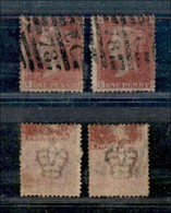 GRAN BRETAGNA - 1858/1864 - Regina Vittoria - Due 1 Penny Rosso Carminio Con Decalco Parziale - Usati Da Esaminare - Other & Unclassified