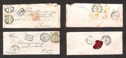 SVIZZERA - 1857/1858 – Due Bustine Da Zurigo A Genova Col 40 Cent (17) - Other & Unclassified