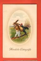 TSM-38  Joyeuses Pâques, Herzliche Ostergrüsse,Lapin Et Coq Sur Le Dos. Circulé 1917 - Ostern