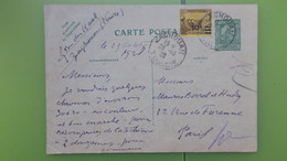 Entier Postal CP De Zaghouan 1928 Pour Paris Avec Complement D'affranchissement - Lettres & Documents