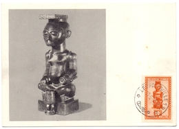 Carte Maximum Pub Ionyl Biomarine Congo Belge Statuette Du Roi Bope Kena Tribu Ba Kuba - Storia Postale