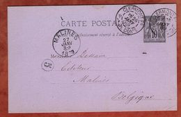 P 8 Allegorie, Clermont-Ferrand Nach Malines 1889 (75670) - Cartes Postales Types Et TSC (avant 1995)