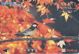 Carte Prépayée Japon - Série OISEAUX 9/16 - Animal - OISEAU - MESANGE - TIT BIRD Japan Prepaid Metro Card - 4368 - Zangvogels