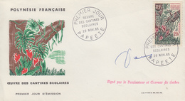Enveloppe  FDC   1er  Jour   POLYNESIE   Oeuvres  Des   Cantines  Scolaires    1965 - FDC