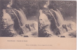 64  EAUX BONNES - CASCADE DE DIASCÔO - CARTE STEREO - STEREOSCOPIQUE - PUB CHOCOLAT LOUIT AU VERSO - - Cartes Stéréoscopiques