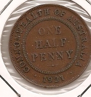 AUSTRALIA AUSTRALIE АВСТРАЛИЯ  HALF PENNY 1921  155 - ½ Penny