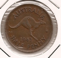 AUSTRALIA AUSTRALIE АВСТРАЛИЯ  HALF PENNY  RARE ETAT/STATE 1947  159 - ½ Penny