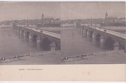 41 - BLOIS  VUE PANORAMIQUE DU PONT  - VUE STEREOSCOPIQUE AVEC PUB CHOCOLAT LOUIT AU VERSO - - Cartes Stéréoscopiques