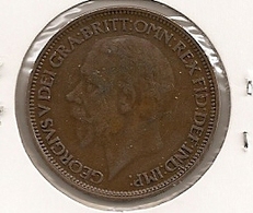 GREAT BRITAIN GRANDE BRETAGNE ENGLAND INGLATERRA 1/2 PENNY 1927 178 - C. 1/2 Penny