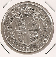 GREAT BRITAIN GRANDE BRETAGNE ENGLAND INGLATERRA HALF CROWN  1921  RARE, ET RARE ETAT, SILVER/ARGENT/PLATA182 - K. 1/2 Crown