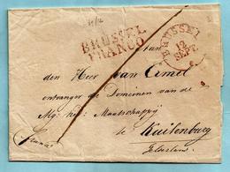 Brief Zonder Inhoud (ca 1829),afst. BRUSSEL 12 SEPT (Herlant 64) + BRUSSEL FRANCO (Herlant 68, 39x12 Mm) Naar Gelderland - 1815-1830 (Hollandse Tijd)