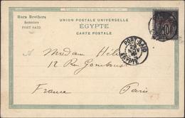 YT Sage N/B N°8 Défectueux Surcharge Port Saïd CAD Port Said Egypte 29 Nov 01 Bureau Français à L'étranger CP De Lesseps - Cartas & Documentos