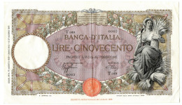 500 LIRE CAPRANESI MIETITRICE TESTINA FASCIO ROMA 16/08/1939 BB/SPL - Sonstige