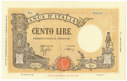 100 LIRE BARBETTI GRANDE B GIALLO TESTINA FASCIO 09/12/1942 SUP- - Regno D'Italia – Other