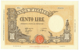 100 LIRE BARBETTI GRANDE B GIALLO TESTINA FASCIO 09/12/1942 SUP- - Sonstige