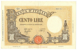 100 LIRE BARBETTI GRANDE B GIALLO TESTINA FASCIO 09/12/1942 BB/SPL - Regno D'Italia - Altri