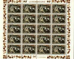 Luxembourg Feuille De 20 Timbres à 0,60 + 0,10 Euro Raton Laveur, Waschbär, Raccoon Timbre De Bienfaisance 2003 - Fogli Completi