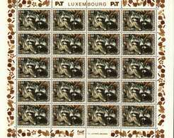 Luxembourg Feuille De 20 Timbres à 0,60 + 0,10 Euro Raton Laveur, Waschbär, Raccoon Timbre De Bienfaisance 2003 - Full Sheets