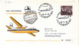 Lxembourg 1965 -  "Vol Inaugural Luxembourg-Barcelone" (7.120) - Covers & Documents