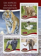 Togo 2019, Animals In Danger, Tiger, Gorilla, Elephant, 4val In BF - Gorilles