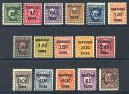 CHINA - UNITED STATES POSTAL AGENCY IN SHANGHAI 1919 Complete Set Of 16 Values M, Large Part O.g. SG. 1/16. Cat. £2250 - Andere & Zonder Classificatie