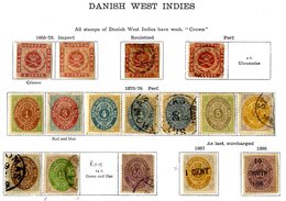 DANISH WEST INDIES 1855-1915 Collection With 1855 Imperf. 3c (2), 1873 Roul 3c, 1873 1c To 12c, Also 50c U, 1895 10c On  - Sonstige & Ohne Zuordnung