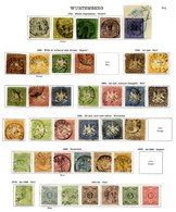 GERMAN STATES WURTEMBURG 1851-1900 Mainly U Range With 1851 Set Incl. 18k U On Piece, 1857 To 9k, 1859 To 18k Etc. Very  - Andere & Zonder Classificatie