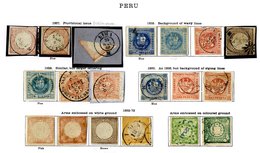 PERU 1858-1935 M & U Collection With Range Of Imperfs. Incl. 1d Pale Vermilion Bisected FU On Piece & 1871 Railway 5c (2 - Autres & Non Classés